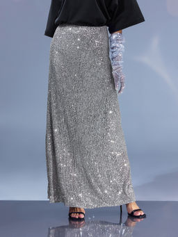 Юбка женская серебристая с пайетками серебро 152798 - Mark formelle фото 3
