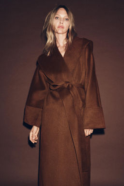 LONG BELTED COAT WITH WOOL ZW COLLECTION LIMITED EDITION - Zara фото 3