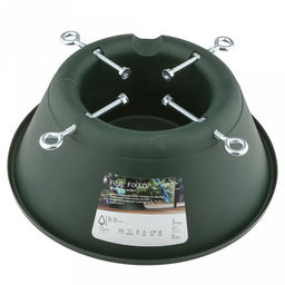 Подставка для новогодней елки "Финская" макс. высота дерева 2м, размер ствола 4-15см, чаша для воды 2л, д7-37,5см, h14см, вес 0,73кг, пластик, крепеж металл, цвет зеленый (Китай)