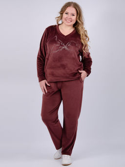 Костюм Велюр 5 тёмно-серый, велюр - Малина фото 32