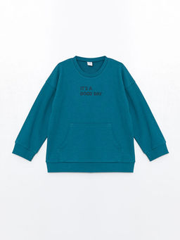 Bisiklet Yaka Uzun Kollu Bask?l? Erkek ?ocuk Sweatshirt