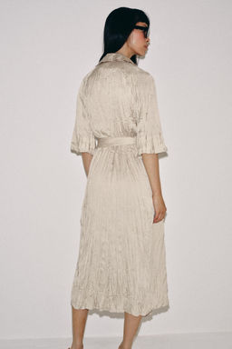 VESTIDO PLISADO CINTUR?N ZW COLLECTION / Cava - Zara фото 6
