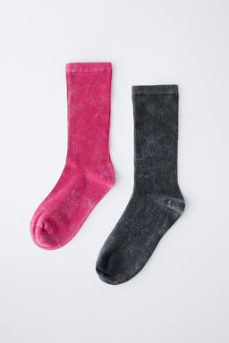 2-PACK OF LONG WASHED-EFFECT SOCKS - Zara фото 4