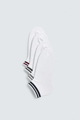 CALCETINES TOBILLEROS RAYAS PACK 4 / Blanco