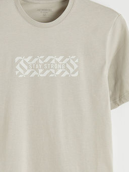 Bisiklet Yaka Bask?l? Penye Erkek Ti??rt