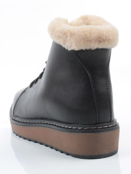 04-5606-1 BLACK Ботинки зимние женские (натуральная кожа, 100% шерсть)