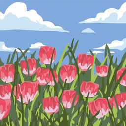 Картина по номерам на подрамнике Draw Me! Tulip field, (20*20 см)