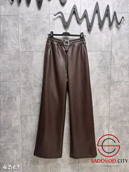 Брюки теплые из матовой экокожи