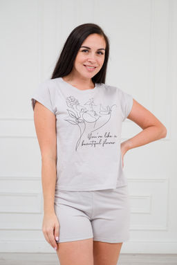 Пижама из кулирки женская Ника серый - Амадэль фото 3