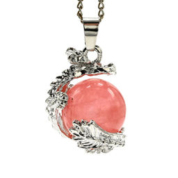 Подвеска Дракон на шаре 18*20мм с халцедоном розовым