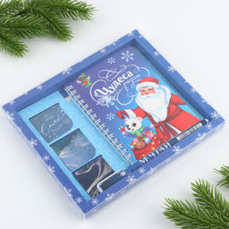 Подарочный набор новогодний, блокнот А6, 40 листов, ручка пластик, магнитные закладки 3 шт. Чудеса рядом