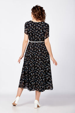 Платье Swallow 814 черный+бежево-голубые цветы фото 2
