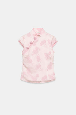 TOP SATINADO JACQUARD BOTONES / Rosa