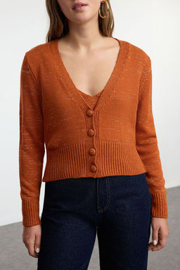 TRENDYOLMILLA Kiremit Crop Bluz-H?rka Tak?m Triko H?rka TWOAW25HI00199  фото 3