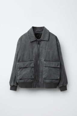 FADED-EFFECT BOMBER JACKET