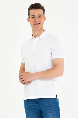 Мужская белая базовая футболка с воротником-поло - U.s. polo assn фото 15