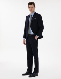 Lacivert Slim Fit Tak_m Elbise
