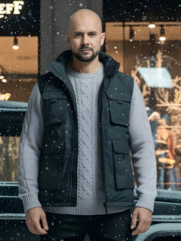 Куртка - жилетка трансформер с подогревом 2 в 1 мужская зимняя темно-синего цвета 6668TS - Mtforce фото 35