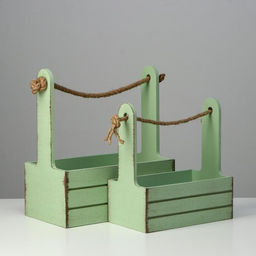 Набор кашпо деревянных 2 в 1 (25.51530; 201223) Прованс, зелёный - Дарим красиво фото 2