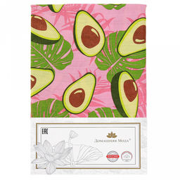 Шторы для кухни, 2шт 148х160см "Авокадо, вид 7/1", на шторной ленте, рогожка (хлопок 100%) 171г/м2, упаковка классическая, пакет ПВХ 32х41см, "Домашняя мода" (Россия)