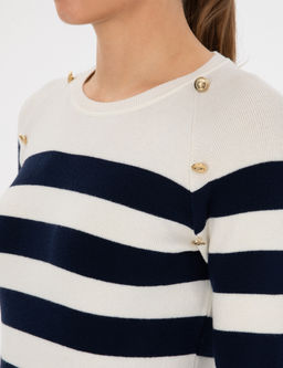 Ekru Slim Fit D__me Detayl_ Kazak