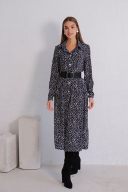 11614 Платье-рубашка удлинённое чёрно-белое - Martichelli фото 8