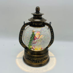 Новогодний декор Лампа стекло - Санта Клаус с елкой 20 см (арт. 7088G) - Ип лебедев о.ю фото 2