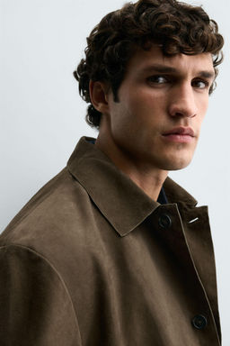 LEATHER SUEDE OVERSHIRT - Zara фото 6