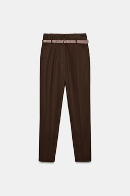 PANTAL?N TIRO ALTO CINTUR?N / Marr?n - Zara фото 9