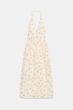 VESTIDO MIDI POPEL?N HALTER FRUTAS / Crudo/Amarillo - Zara фото 5