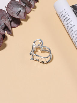 Цена за 6 шт. Крабик для волос «Эмма», сердце, 2.5×2 см, серебристый