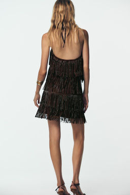SPARKLY FAUX SUEDE EFFECT FRINGED TOP - Zara фото 6
