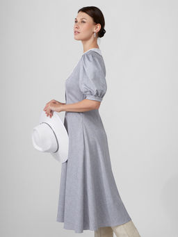 Платье с кружевным воротником OD-888-2 св.серый