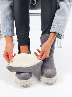 Ботинки 233.1541be. Серый замок/Шерсть