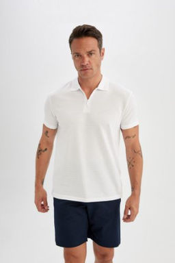 New Regular Fit Fermuarl? K?sa Kollu Basic Duz Polo Tisort