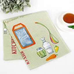 Полотенце кухонное рогожка 48х62см "Кухня", 171г/м2, хлопок 100%, комплект 3шт, "Домашняя мода" (Россия)