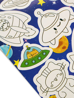 Цена за 10 шт. Наклейки детские «Космос», c раскраской, 11 х 16 см