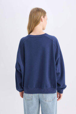 Толстовка из плотной ткани Cool Oversize с широким кроем и круглым вырезом - Defacto фото 5