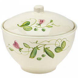 Салатник керамический Подарочный 2,25л, д21,5см, h18,5см, Горошек, с крышкой (Россия)