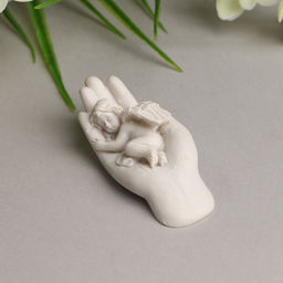 Цена за 2 шт. Сувенир полистоун "Белоснежный ангелочек спит на ладони" 2,5х7,5х3 см