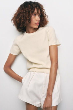 PLAIN KNIT TOP WITH SHORT SLEEVES - Zara фото 2