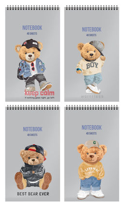 Цена за 5 шт. Блокнот А7 40 л. клетка Schoolformat КРУТОЙ МИШКА на гребне, мелованный картон, сплошной У...