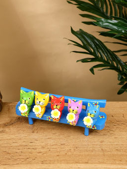 Сувенир «Котята на скамейке», 19×8×6 см, дерево, голубой