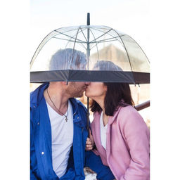 Зонт - трость полуавтоматический Кант, 8 спиц, R = 43 см, цвет чёрный/прозрачный - Simaland фото 8