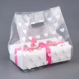 Цена за 20 шт. Пакет полиэтиленовый квадратный с вырубной ручкой, упаковка, "Сердечки", 25х35+16см ± 5% 60 мкм