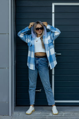 Рубашка женская в клетку с капюшоном РЖКК-01