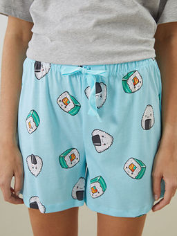 Beli Lastikli Desenli Kad?n ?ort Pijama Alt?