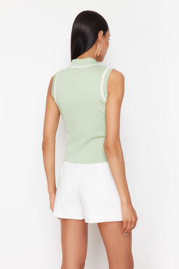 Trendyolmilla Lacivert Polo Yaka Renk Bloklu Triko Bluz TWOSS24BZ00244 фото 16