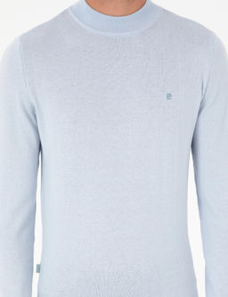 A__k Mavi Slim Fit Yar_m Bal_k__ Yaka Basic Triko Kazak - Pierre cardin фото 6