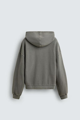SUDADERA WAFFLE LAVADA CAPUCHA / Gris claro - Zara фото 7